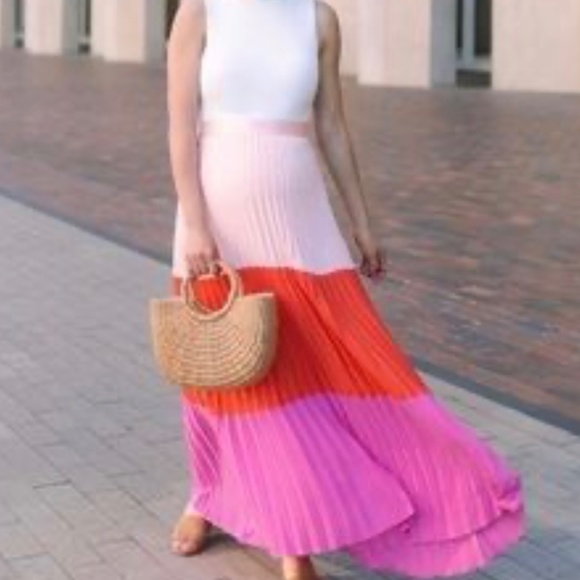 Express Colorblock Pleated Maxi Skirt XXS - Picture 4 of 4
